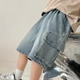 thumbnail image 6 of Boys Gym Shorts Toddler Denim Shorts Casual Stretch Travel Pants Boys Pants 5-6 Years Summer&nbsp;Clothes, 6 of 9