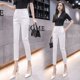 thumbnail image 2 of Pantalones casuales de 9 puntos para mujer, tendencia de moda de primavera, cintura alta, adelgazantes, pantalones occidentales de pie pequeño, material de algodón, estilo urbano, 2 of 4