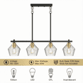 thumbnail image 4 of LIGHTINN Pendant Light Kitchen Island Adjustable Hanging Ceiling Light Modern Clear Glass Linear Home Decor 4-Light Fixture, 4 of 9