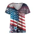 thumbnail image 4 of ibuvkizy July 4th Fashion Savings Clearance! Independence Day Shirts for Women Fashion American Flag Tops Patriotic Print Short Sleeve T-Shirts Red White Blue Shirts for Women Red XL, 4 of 4