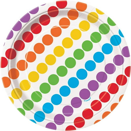7" Paper Dessert Plates, Rainbow, 8ct