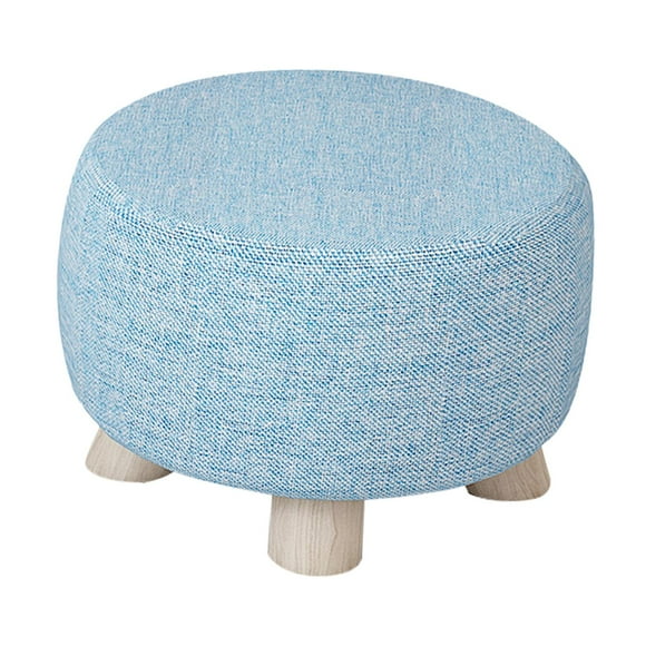 Reposapiés otomano, taburete de madera, protección para el suelo, taburete redondo, taburete para habitación infantil, sala de estar, dormitorio, mesi Azul