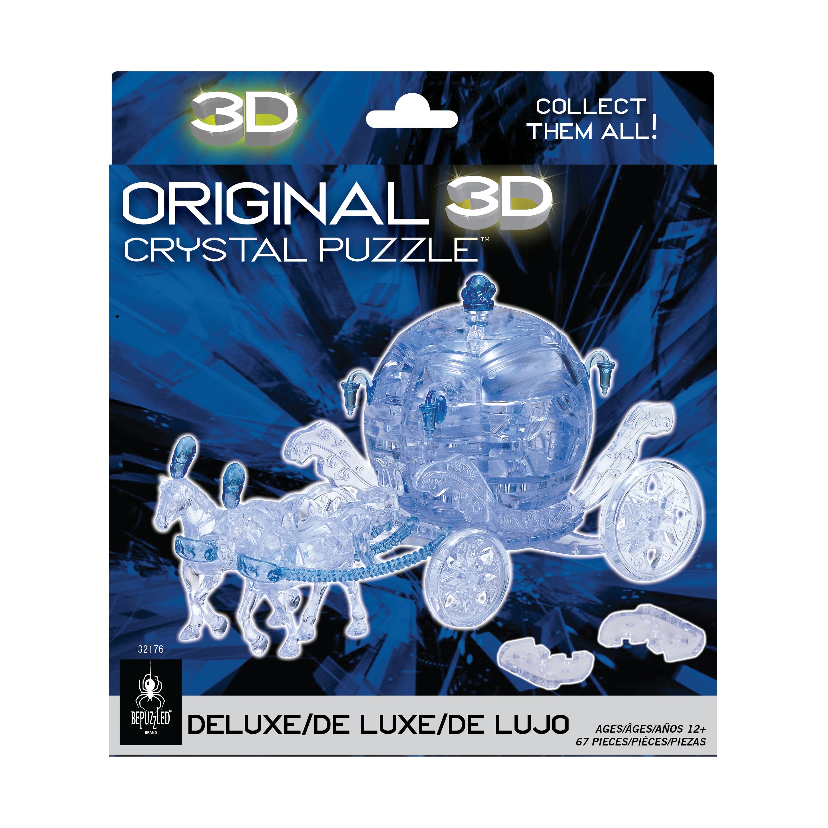 BePuzzled 3D Crystal Puzzle - Royal Carriage (Blue/White): 67 Pcs