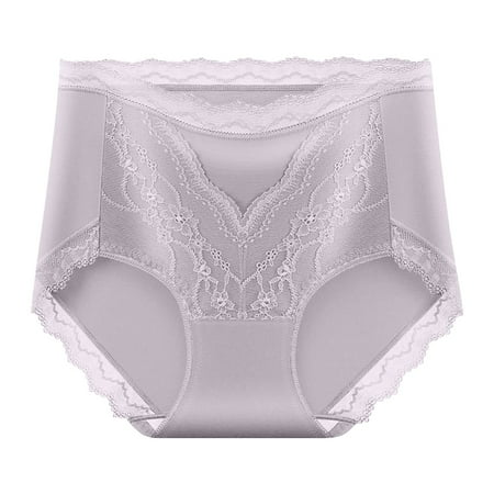 Wdfiry Women s Cotton Underwear Sexy Solid Color Lace High Waist Tummy Control Shapewear Panty Lightweight Breathable Hip Lift Brief
