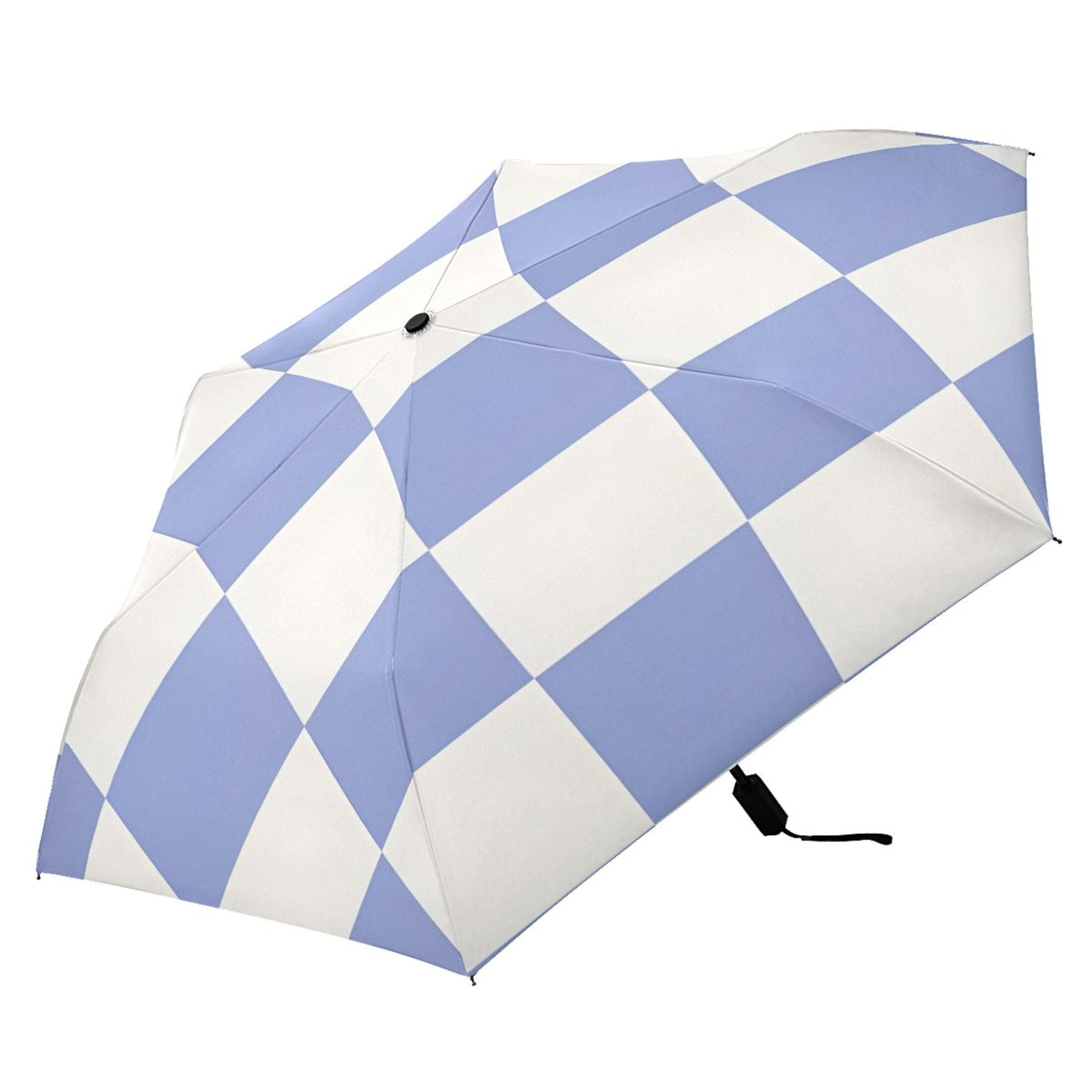 ALAZA Blue Checkered Grid Pattern UPF 50+ Compact Folding Umbrella for Rain Travel Umbrella Packable