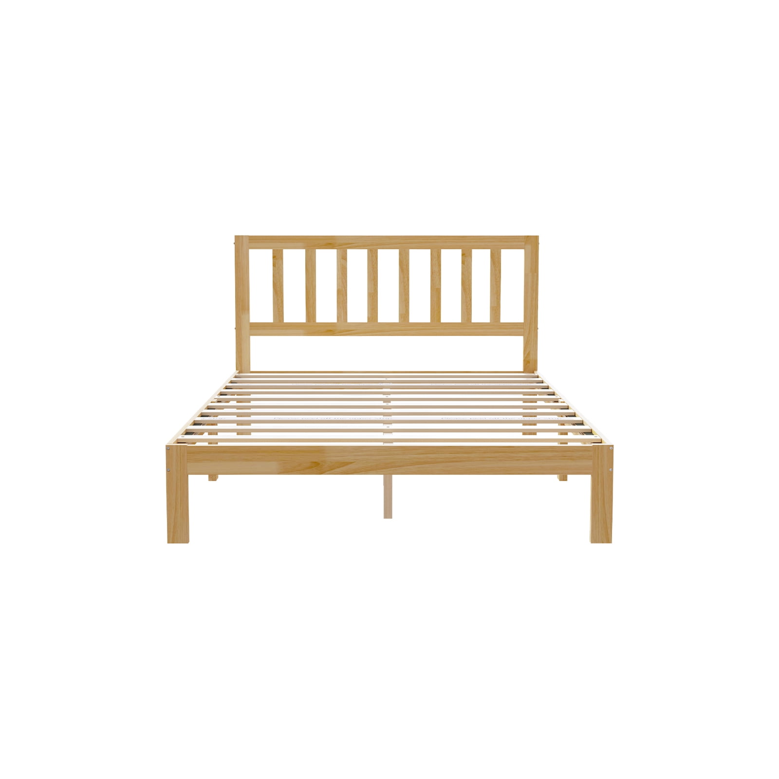 Novilla 12" Bed Frame Wood Bed Frame Full with Headboard,Off-White Wood Bed Frame Foundation with Wood Slat Support, No Box Spring Needed, Easy Assembly