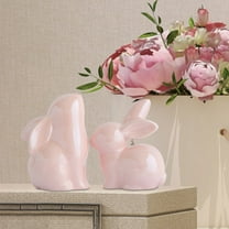 2PC Bunny Statues Home Decor Bunny Decorations for Home Modern Style Rabbits Figurine Statues for Home Decor Accents Living Room Office Table Bookshelf Desk Bedroom Easter Decoration
