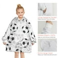 thumbnail image 6 of Gray Soccer Balls Pattern Blanket Hoodies for Kids 6-13YR Oversize Wearable Blanket Hoodies for Boys Girls Teens, 6 of 7