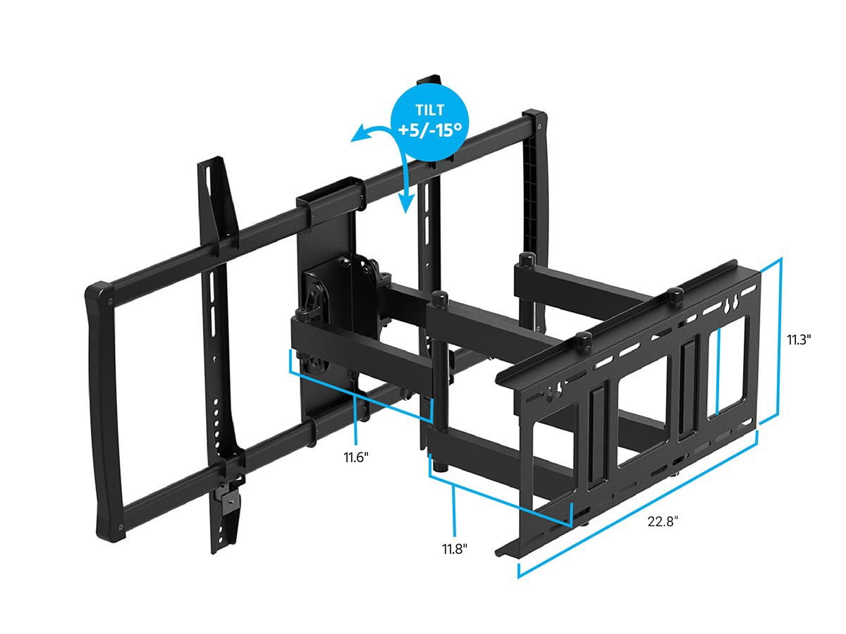 Monoprice Premium Full Motion TV Wall Mount Bracket Low Profile For 60" To 100" TVs up to 176lbs, Max VESA 900x6