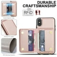 thumbnail image 6 of For iPhone XS/X PU Case for Women Girls, Crossbody Wallet Case with Card Slot Lanyard & Wrist Strap Shockproof Purse Flip Back Kickstand Case For iPhone XS/X,Rosegold, 6 of 8