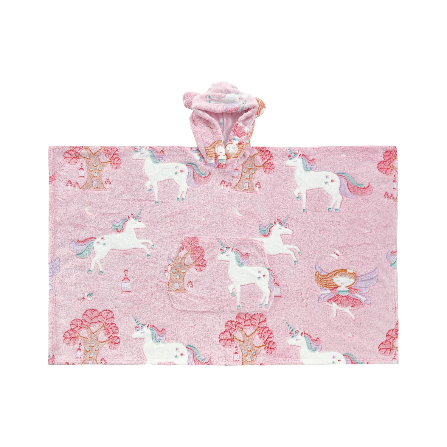 Sweat à capuche Marina Decoration phosphorescent pour enfants et filles, surdimensionné, en flanelle polaire douce et chaude, avec poche géante, 110 x 75 cm, licorne rose