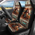 thumbnail image 3 of Pzuqiu Car Seat Covers Full Set Softy Polyester, Compatible with Front Seats Sedan Seats, for Trucks Cars, Southwestern Horse Print, 3 of 10
