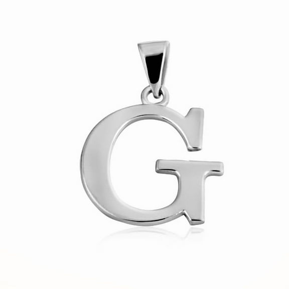 Sterling Silver Personalized Letter "G" Initial Pendant - Large
