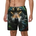 thumbnail image 1 of Kdxio Realistic Style Colorful Wolf Print Mens Swim Shorts with Mesh Lining, Breathable and Quick-Drying, Adjustable Waist, Privacy Pocket-Large, 1 of 6