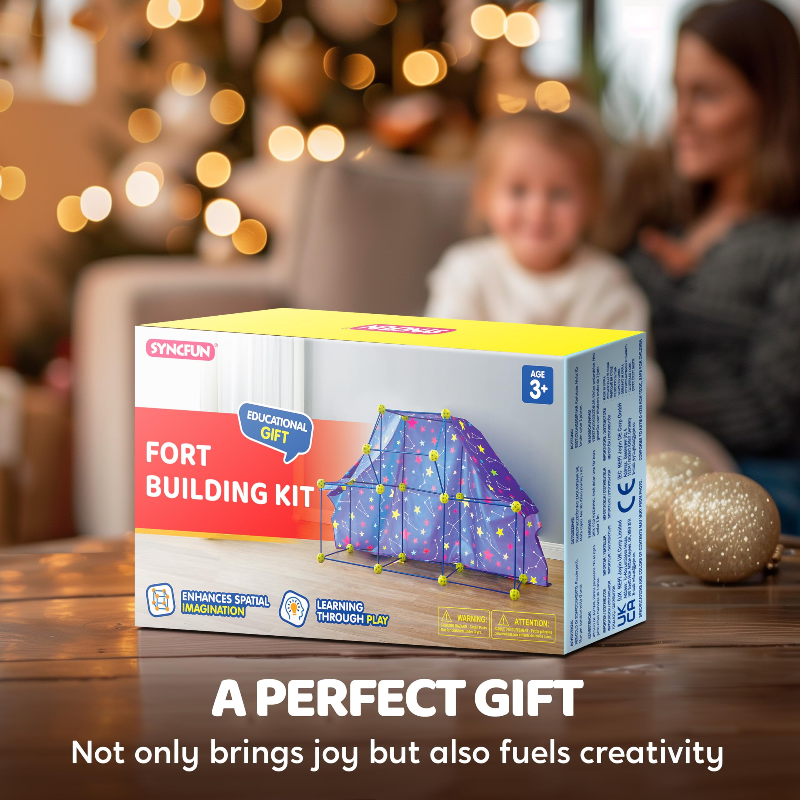 SYNCFUN Fort Building Kit for Kids 81 Pcs Creative Construction Toy Kids Tunnel DIY STEM Toy Birthday Gift for Boys and Girls Aged 4-12