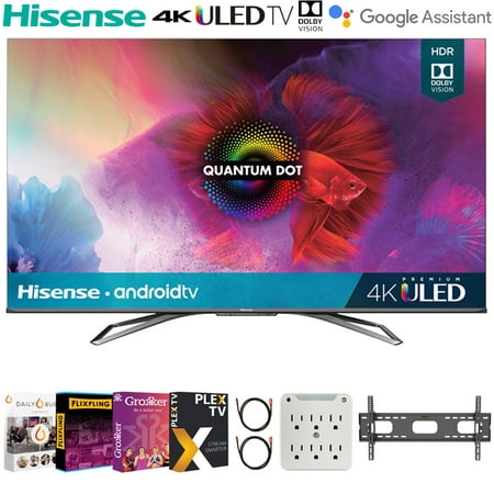 Hisense 55H9G 55-inch H9G Quantum 4K ULED Smart TV (2020) Bundle with + 30-70 Inch TV Wall Mount + 2x HDMI Cable + 6-Outlet Surge Adapter