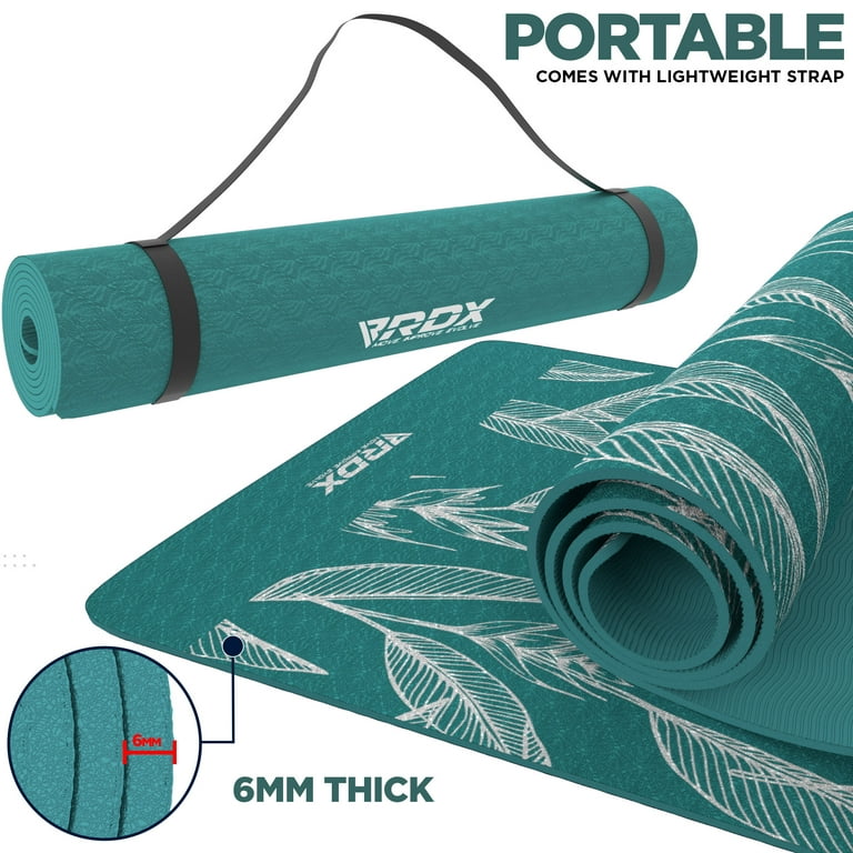 RDX Yoga Mat TPE 6mm Thick with Straps and Carry bag, REACH ROHS Certified,  6P Latex Free Eco Friendly Non Slip Mats for Men Women, Home Gym Fitness  Workout Exercise Pilates Aerobic