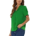 thumbnail image 4 of INSPIRE CHIC Women's Summer V Neck Short Sleeve Solid Color Office Blouse Top S Green, 4 of 6