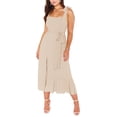 thumbnail image 3 of Sunloudy - Vestido informal para mujer, color sólido, doble lazo lateral, parte inferior con tirantes, abertura alta, dobladillo con volantes, vestido largo Sunloudy moda, 3 of 9