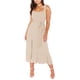 thumbnail image 3 of Sunloudy - Vestido informal para mujer, color sólido, doble lazo lateral, parte inferior con tirantes, abertura alta, dobladillo con volantes, vestido largo Sunloudy moda, 3 of 9