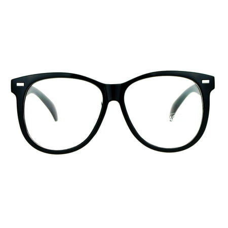 SA106 Classic Oversize Round Horn Rim Horned Clear Eye Glasses Black