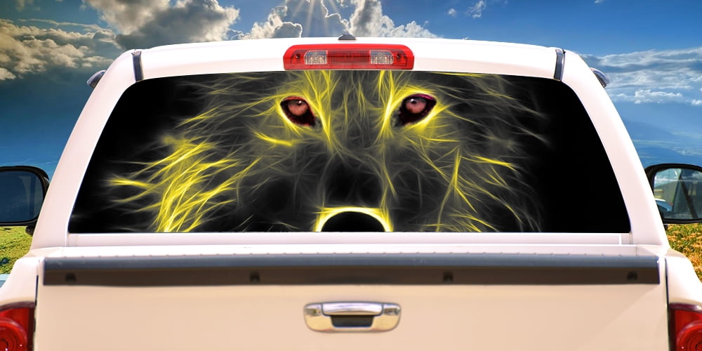 NEON WOLF Rear Window Graphic truck view thru vinyl decal back