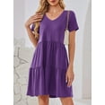 thumbnail image 2 of Fancyglim Women Dresses Plus V Neck Short Sleeve Casual Dress with Pockets M-4XL, 2 of 5
