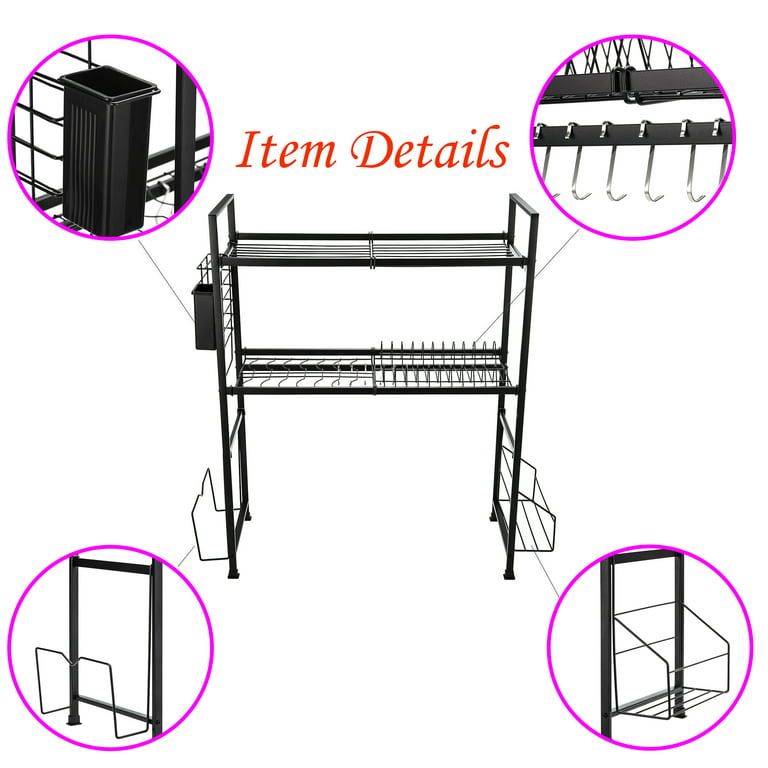 KESOL Small Expandable Over The Sink Dish Drying Rack/Dish Rack in Sink  with Utensil Holder, 304 Stainless Steel Dish Racks for Kitchen Counter, Rustproof Dis…
