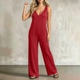 thumbnail image 5 of Tqcoqu Women's Loose Wide Leg Jumpsuit with Side Pockets,V Neck Sleeveless Solid Stretchy Casual One Piece Romper, 5 of 6