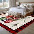 thumbnail image 4 of Christmas Poinsettia Area Rugs 6'x9', Washable Small Throw Rugs for Kitchen Dining room, Winter Xmas Pin Cone Needles Plaid Indoor Outdoor Rug Non-Slip Low Pile Carpet Runner Reversible Floor Mats, 4 of 8