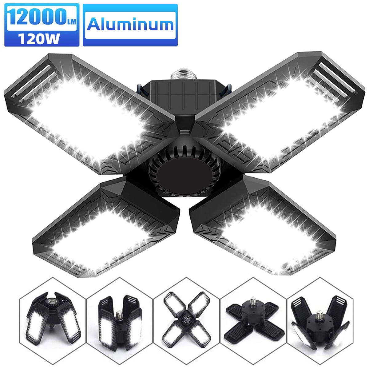 120W LED Garage Lights 12000LM E27 5 HEADS For Workshop Warehouse Ceiling Light