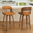 thumbnail image 5 of Dycanpo 26”Bar Stools Swivel, Wood Counter Height Bar Stools Set of 3 for Home Kitchen, Brown, 5 of 6