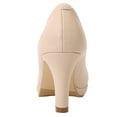 thumbnail image 3 of DADAWEN Women's Pumps Mid Heels Round Toe minimal Platform High heels Bridal Wedding Party Prom Dress Shoes Beige 7.5US, 3 of 6