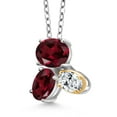 thumbnail image 2 of 925 Silver and 10K Yellow Gold Red Rhodolite Garnet and White Zirconia Pendant Necklace for Women (2.68 Cttw, Oval 8X6MM, 7X5MM and 6X4MM, Gemstone January Birthstone, with 18 inch Chain), 2 of 4