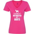 thumbnail image 3 of Inktastic Easily Distracted by Goats Women's V-Neck T-Shirt, 3 of 5