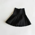 thumbnail image 4 of Little Big Girls' Flared Pleated Skirt Casual High Waist Knitted Short Skirts A-line Fall Spring School Uniform, Black 6-7 Years, 4 of 4