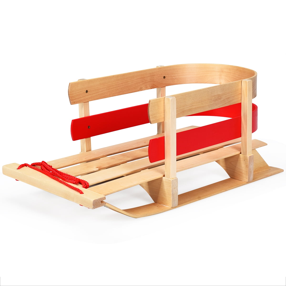 Giantex Wooden Snow Sled for Kids Portable Outdoor Play Snow Toys