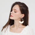 thumbnail image 5 of Raffia Hoop Earrings for Women Girls Fun Boho Summer Beach Earrings Lightweight Handmade Straw Wicker Rattan Dangle Earrings Statement Geometric Round Drop Earrings, 5 of 5