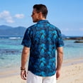 thumbnail image 6 of Men's Hawaiian Shirts Casual Tropical Shirt Short Sleeve Holiday Aloha Hawaii Shirt Blue, 6 of 7