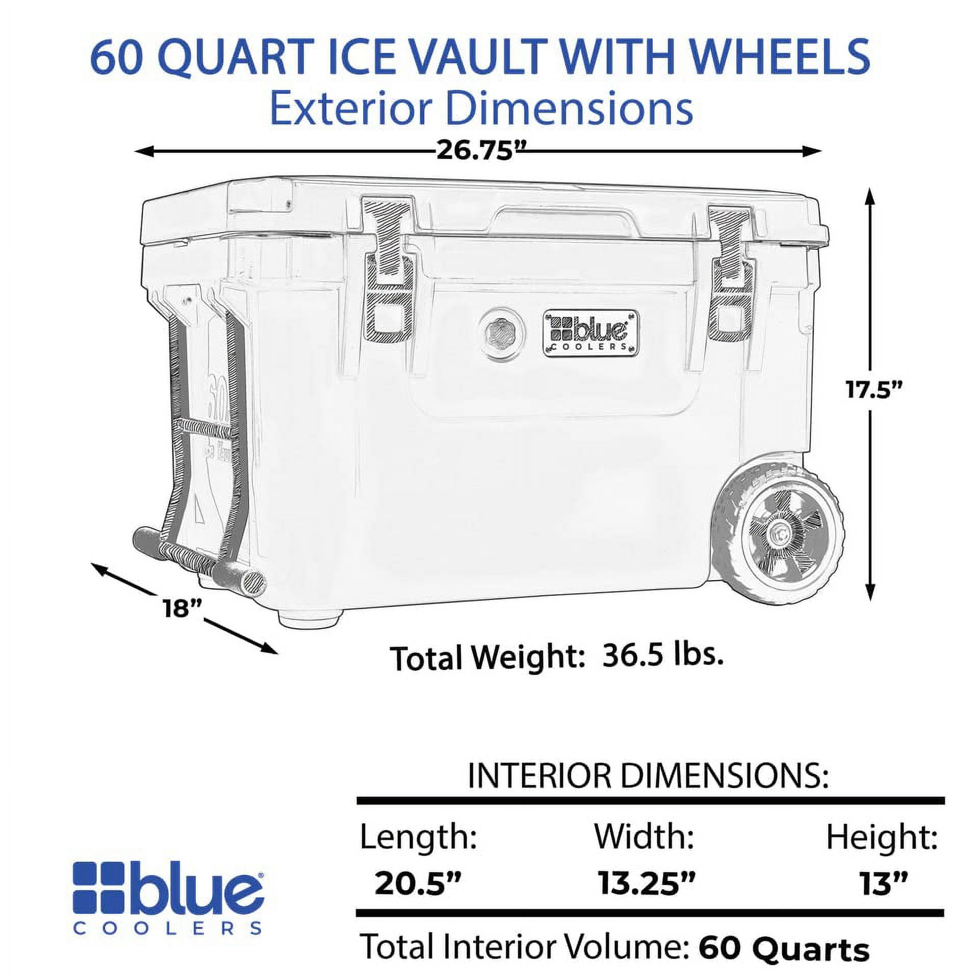 Blue Coolers Ice Vault – 60 Quart, Roto-Molded Ice Cooler | Large Ice Chest Holds Ice up to 10 Days |