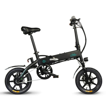 Aluminum Frame 14 inch Folding EBike City Electric Black Bicycle with Detachable 36V/10.4AH Battery Lithium Battery 250W Motor Suitable for Teen and