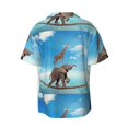 thumbnail image 2 of KLL Elephant Giraffe Print Men's Shirt Short Sleeve Button Down Summer Cuba Beach Shirts- Large, 2 of 7