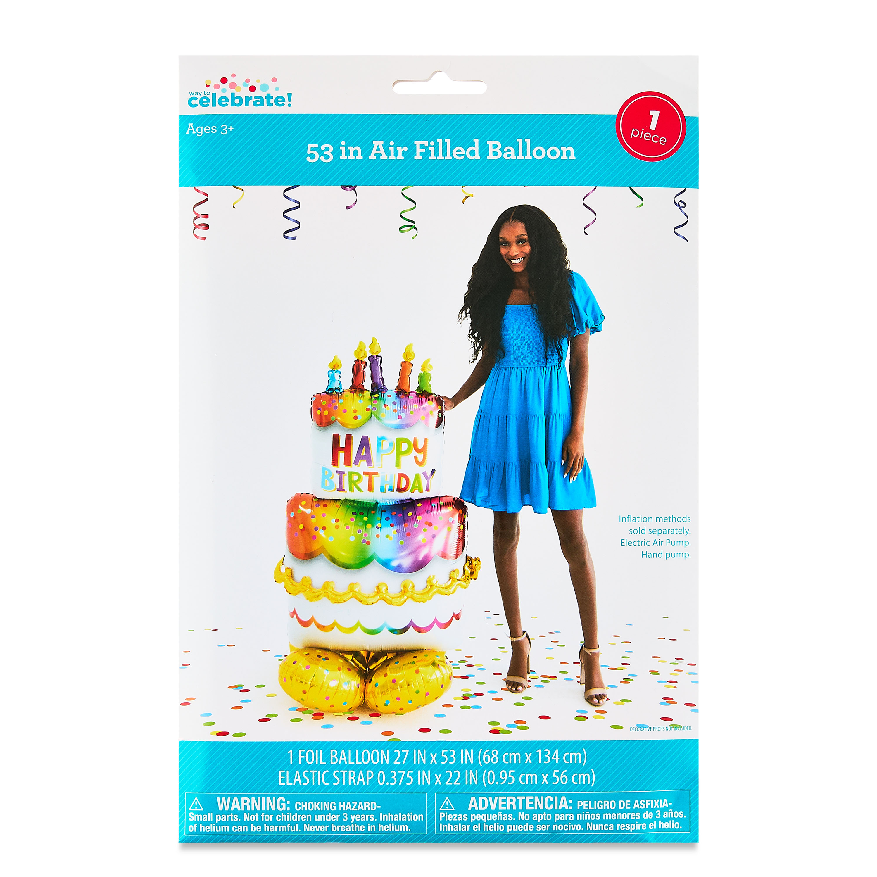 Way To Celebrate 53" Happy Birthday Cake Foil Balloon photo 2