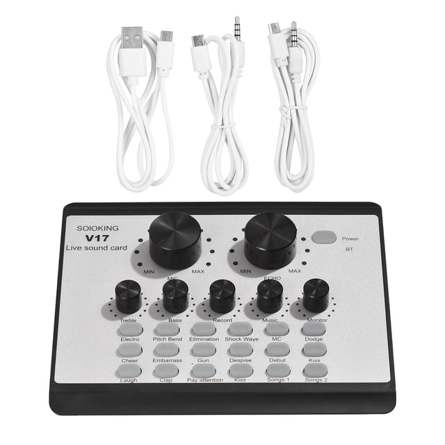 Riwcyla V17 Live Sound Sound Mixer Multifunctional Voice Change Audio Mixer for Phone Computer Live Streaming Recording Karaoke Singing Broadcasting