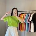 thumbnail image 3 of Camiseta De Cuello Redondo Blusa De Cuello Redondo Top Básico Blusa De Manga Corta Modelos De Pareja Camiseta Suelta De Color Puro De Cuello Redondo Para Uso Diario Color ANGGREK Otros, 3 of 5