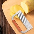 thumbnail image 4 of Wooden Handle Wave Cutter Potato Stainless Steel Multifunctional Wolf Tooth Potato Knife, 4 of 6