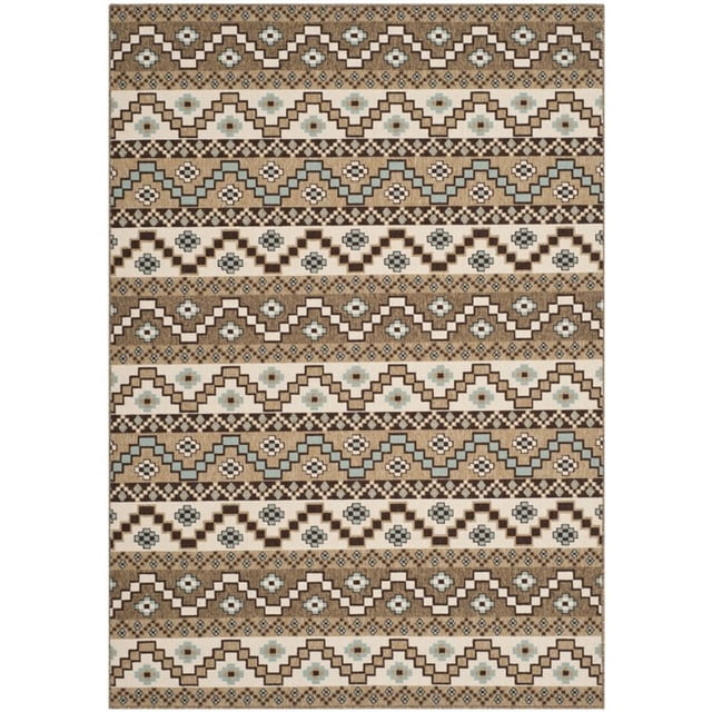 Safavieh Veranda 2'6" X 10' Power Loomed Rug in Creme and Brown