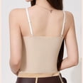 thumbnail image 7 of Soyumi V Neck Cotton Tank Tops with Built-In Shelf Bra Sleeveless Racerback Fitted Basic Cami Shirts High Strechy Sleeveless Slim Fit Workout Tops, Beige, 7 of 7