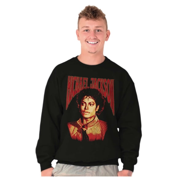 Michael Jackson Thriller Pop Portait Graphic Pullover Crewneck Sweatshirt Brisco Brands S