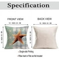 thumbnail image 5 of Set of 4 Marine Life Throw Pillow Covers Vintage Ocean Sea Horse Starfish Conch Pattern Farmhouse Cushion Cover Cotton Linen Outdoor Beach Pillow Cases Decor Sofa Bed 18x18 Inch(Och Set), 5 of 6